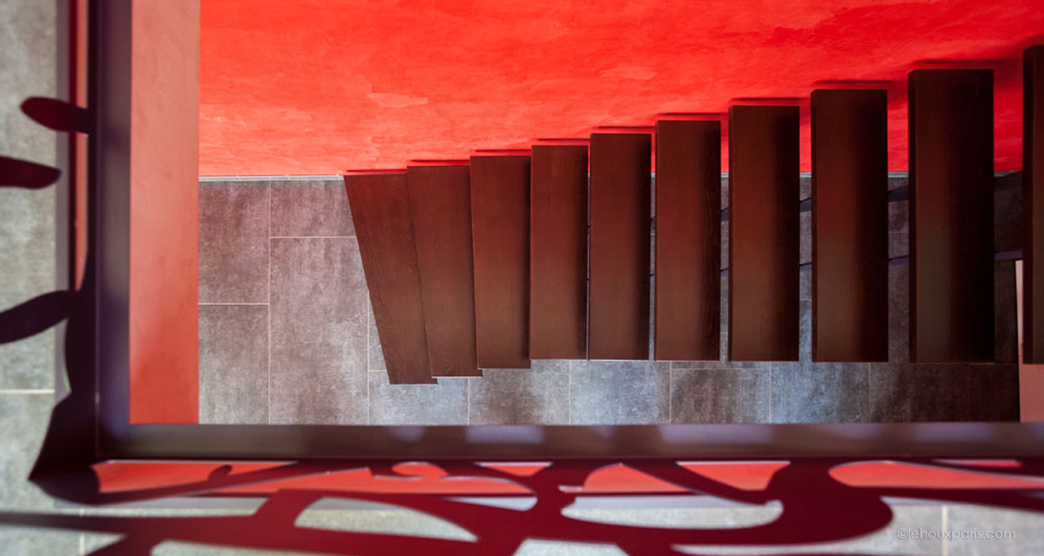 escalier moderne marche bois lehoux