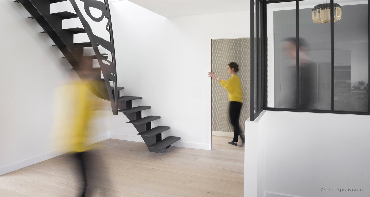 escalier moderne metal et contemporain lehoux paris