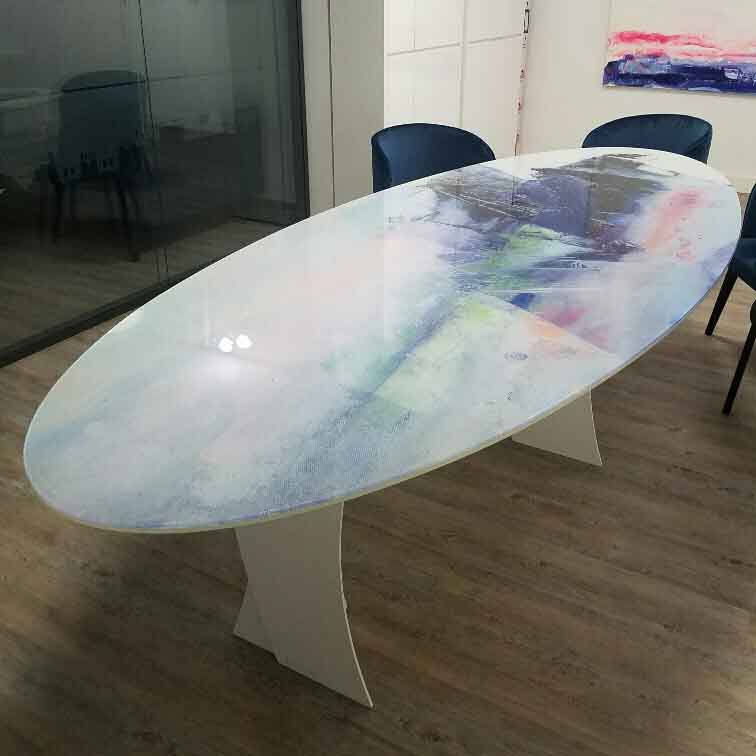 table originale verre sur mesure lehoux paris