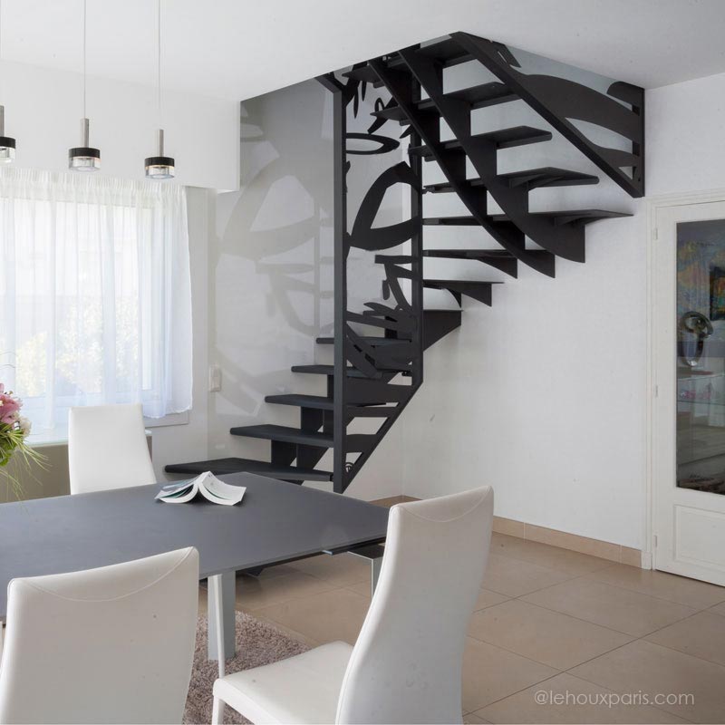escalier moderne metal et decoration par lehoux paris