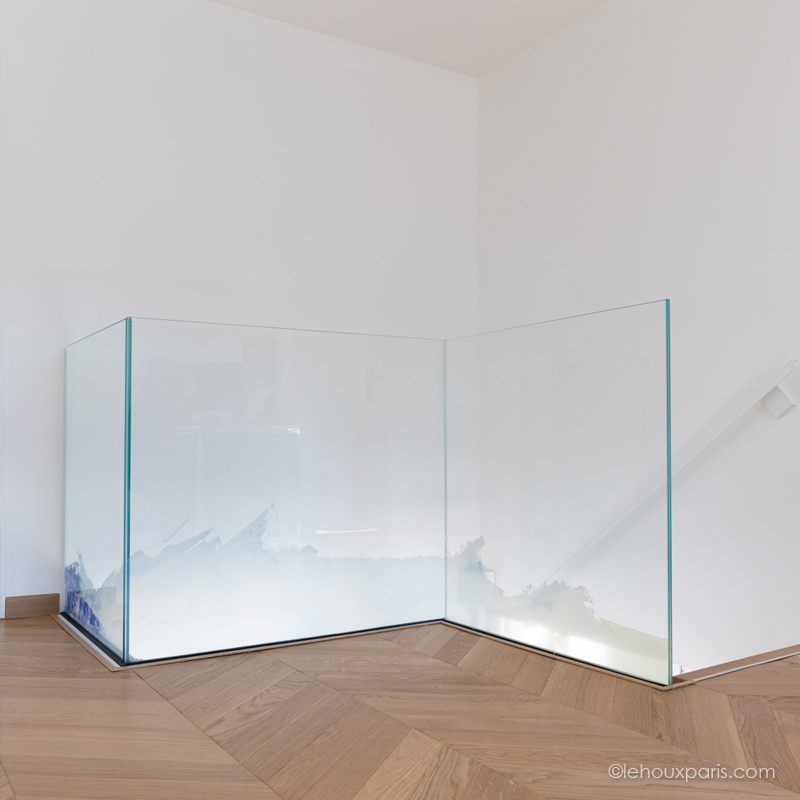 rampe verre lumiere design escalier contemporain lumineux Lehoux Paris