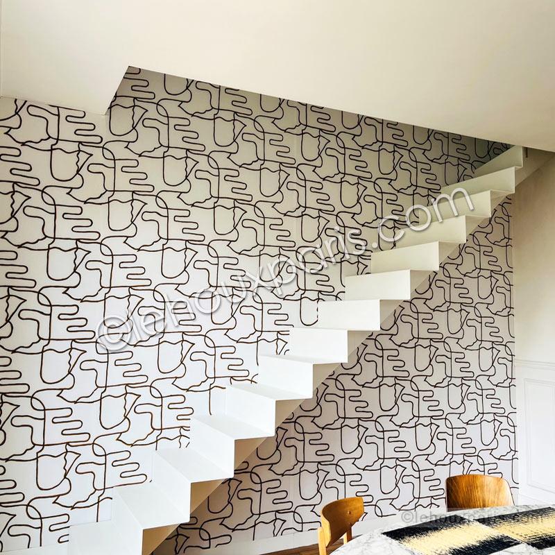 escalier SUSPENDU metal blanc lehoux loft duplex paris