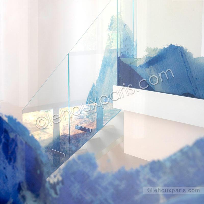 escalier sur mesure verre lumineux metal paris