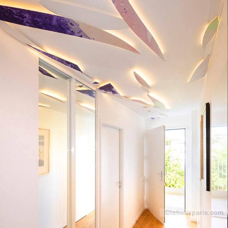 DECORS LUMINEUX plafond CREATIONS couloir entrée duplex moderne LEHOUX PARIS