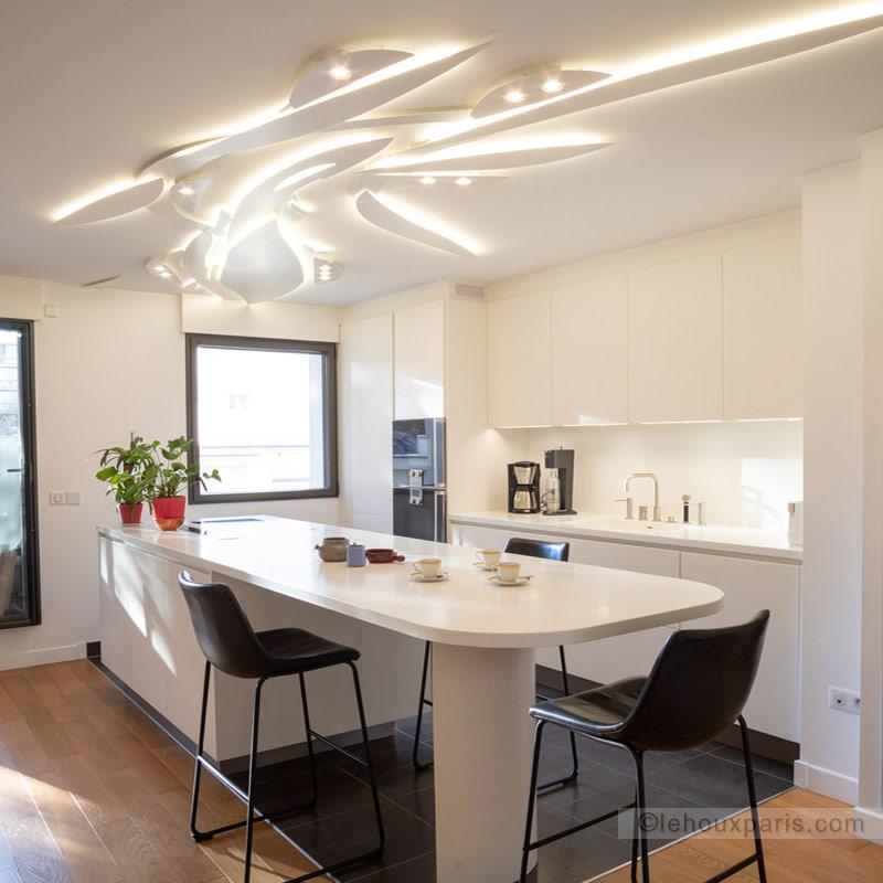DECORS LUMINEUX plafond CREATIONS cuisine duplex moderne LEHOUX PARIS