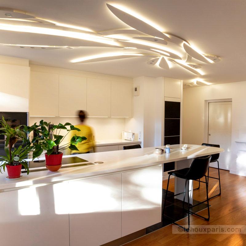 DECORS LUMINEUX plafond CREATIONS cuisine duplex moderne LEHOUX PARIS