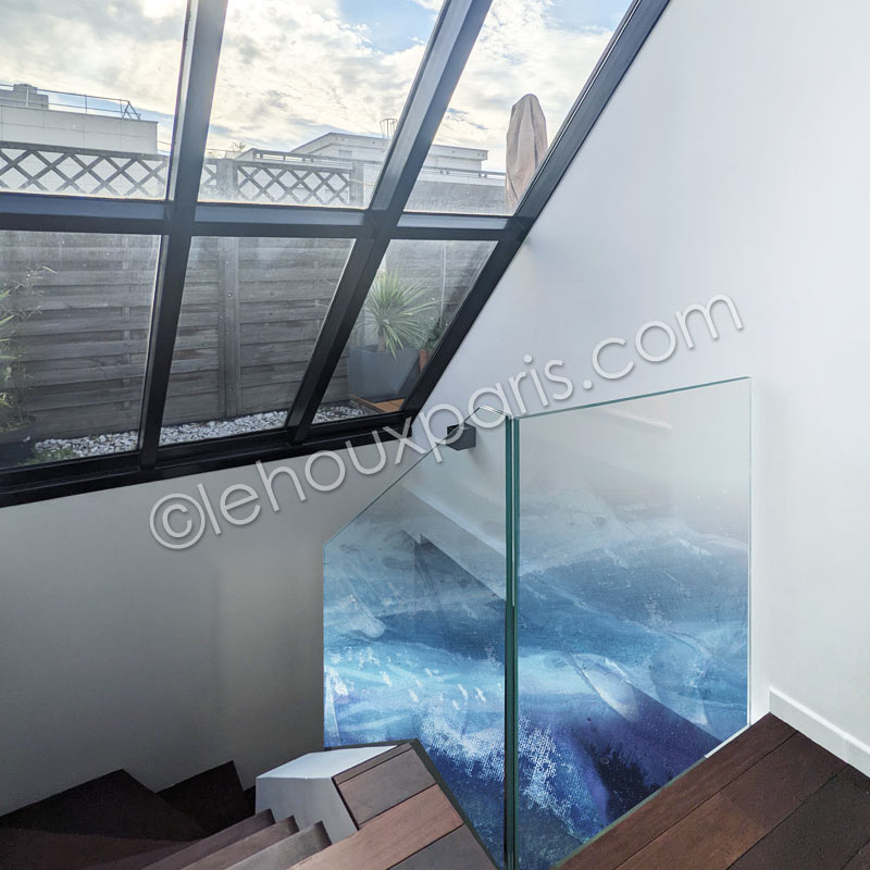 escalier sur mesure BALUSTRADE verre lumineux metal paris