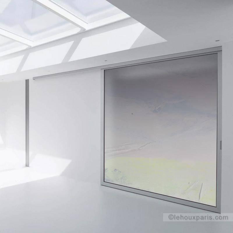 porte en verre coulissante couleur vitrail contemporain