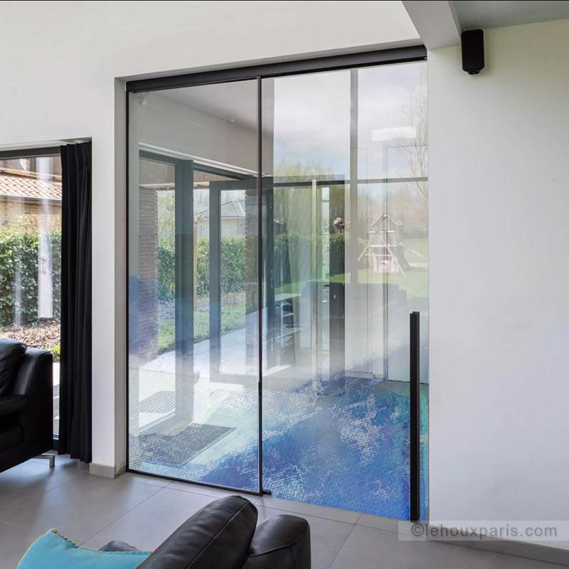 porte en verre vitrail contemporain artiste salon et jardin
