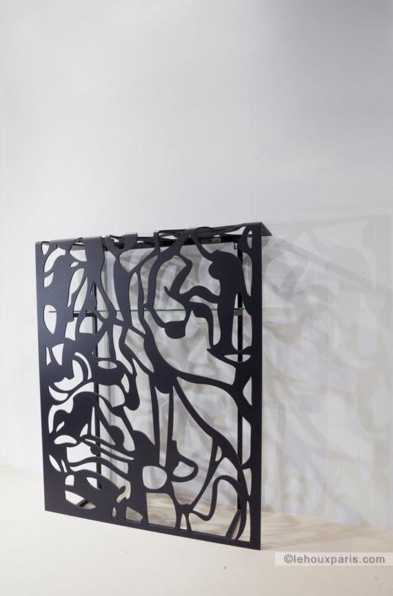 console métal sur mesure, console métal artisan français, design, console murale métal artisan, artisan ferronnier console métal, Paris,