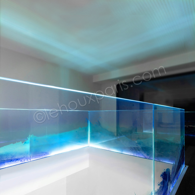 ESCALIER METAL VERRE COULEUR pour mezzanine Design art Prisca Temporal