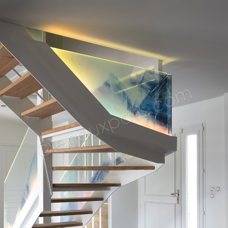 ESCALIER METAL VERRE COULEUR lumiere nuit LehouxParis Design art byTemporal (7)