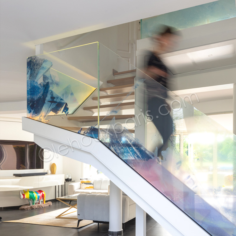 ESCALIER METAL VERRE COULEUR lumiere nuit LehouxParis Design art byTemporal (7)