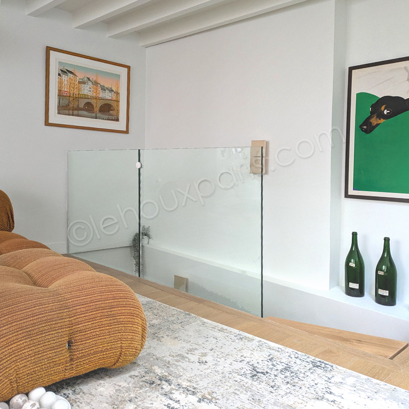 ESCALIER bois rampe VERRE duplex LUXE LEHOUX PARIS