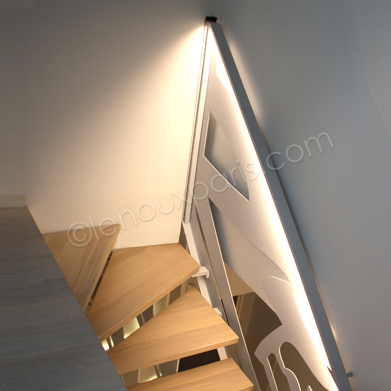 escalier bois metal lumiere LEHOUX PARIS